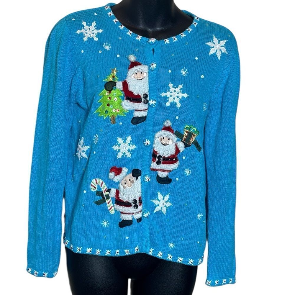 Carly st Claire women’s P medium vintage holiday Christmas embroidered sweater‎
